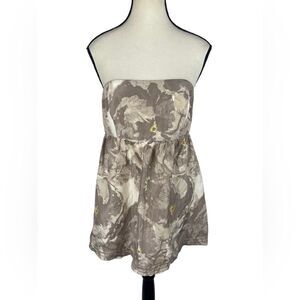 Banana Republic Women’s 100% Silk Strapless Floral Ivory Tan Top Size : 8‎